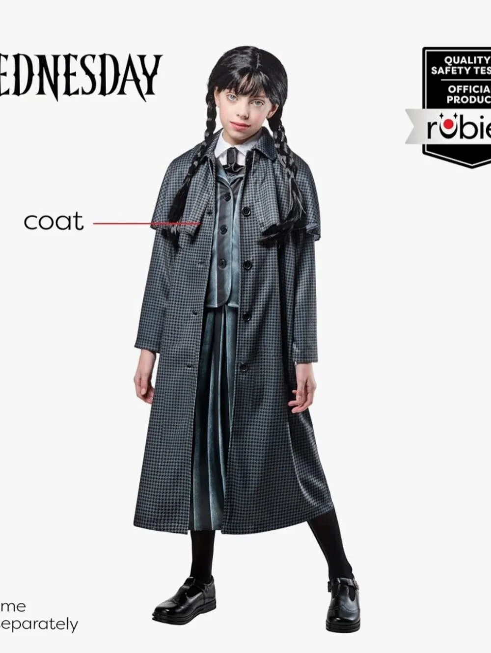 Rubie's Wednesday Addams TV Series Halloween Costume Coat 10/12